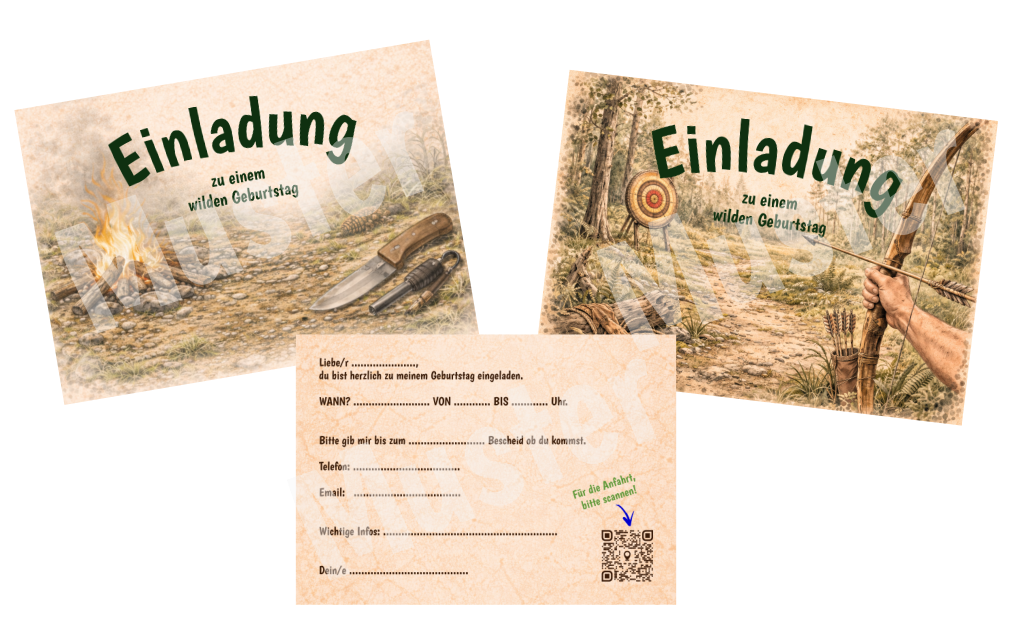 Einladungskarten für den Wildnisgeburtstag